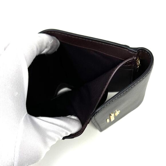 Coach Small Trifold Wallet In Blocked Signature Canvas Brown Black Leather CE930 - Picture 6 of 6